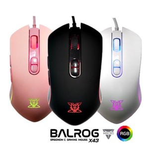 Nubwo X43 BALROG Ergonomic Gaming Macro Mouse เมาส์มาโคร RGB เมาส์เกมมิ่ง ประกัน 1 ปี เม้าส์