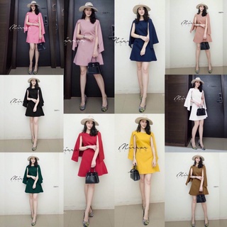 PE5987 Dress ชุดเดรสดีไซน์เก๋ แพทเทิร์นช่วงบนโดดเด่น (ฟรีไซร้) +++สอบถามสินค้าก่อนสั่ง