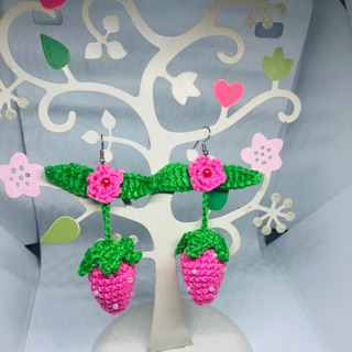 Crochet Strawberry Earrings