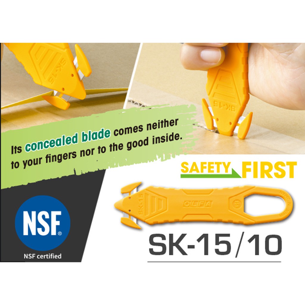 OLFA โอฟ่า SK-15 Yellow มีดคัตเตอร์เซฟตี้แบบใช้แล้วทิ้ง | Shopee Thailand