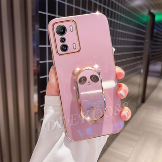 เคสป้องกันโทรศัพท์มือถือ Infinix Zero X Neo Pro Smart 6 NFC HD 4G 5G Handphone Casing Straight Edge Plating Phone Case with Cute Lovely Bears Stand Holder All-Pack ZeroXNEO ZeroXPro Protection Back Cover