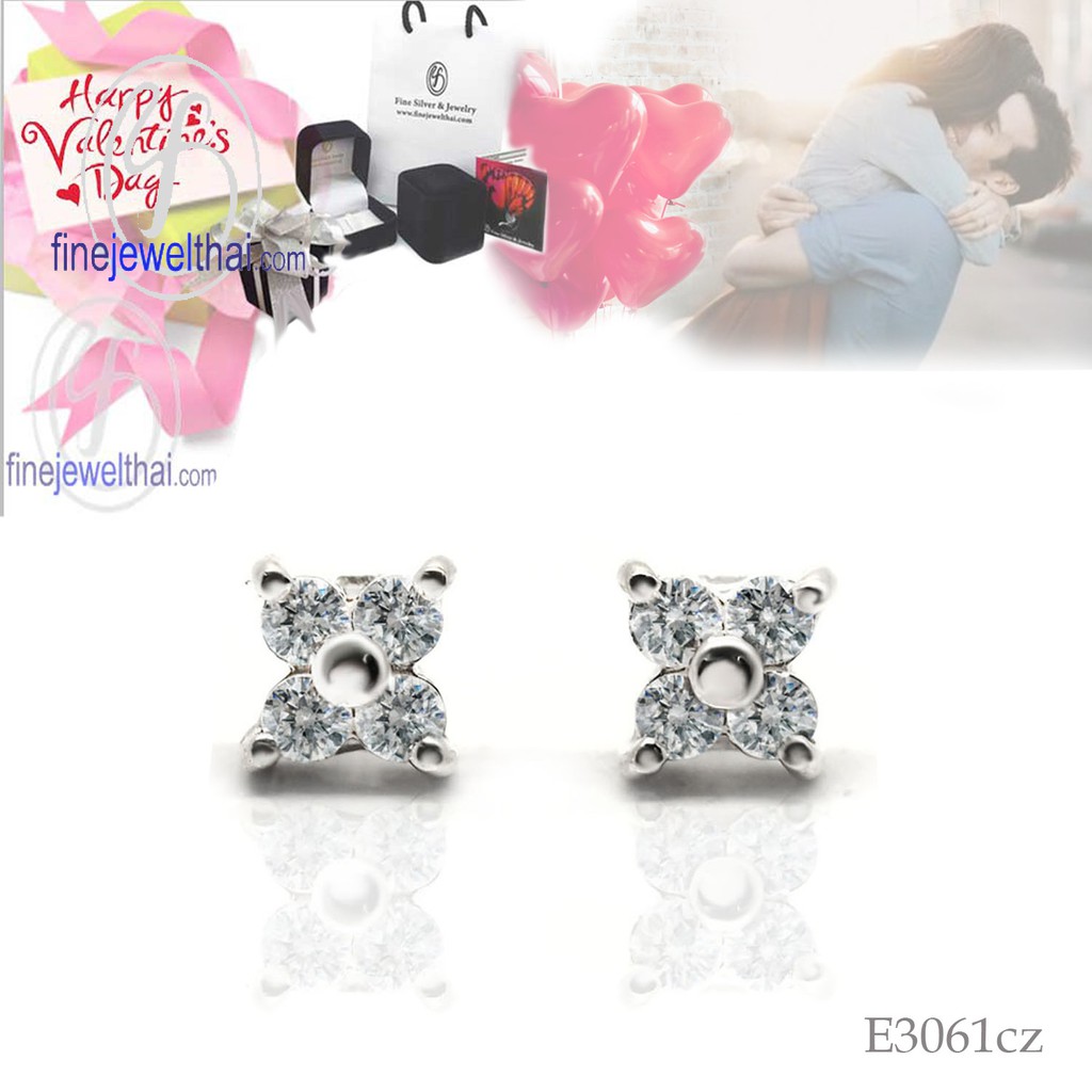 finejewelthai-ต่างหู-ต่างหูเพชรcz-ต่างหูเงินแท้-diamond-cz-silver-design-earring-valentine-gift103