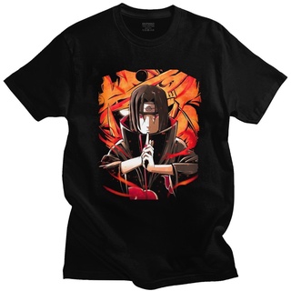 เสื้อยืดสีขาวItachi Uchiha T Shirt for Men Cotton Casual Manga T-shirt Short Sleeve Naruto Shippuden Tee Tops Fitted Clo
