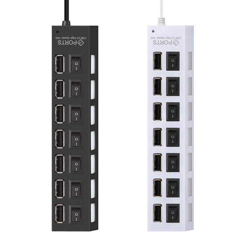 ภาพสินค้าพอร์ท USB 7 พอร์ท LED USB มีสวิชท์ On / Off สีดำและสีขาว จากร้าน kebidutechnology.th บน Shopee ภาพที่ 4