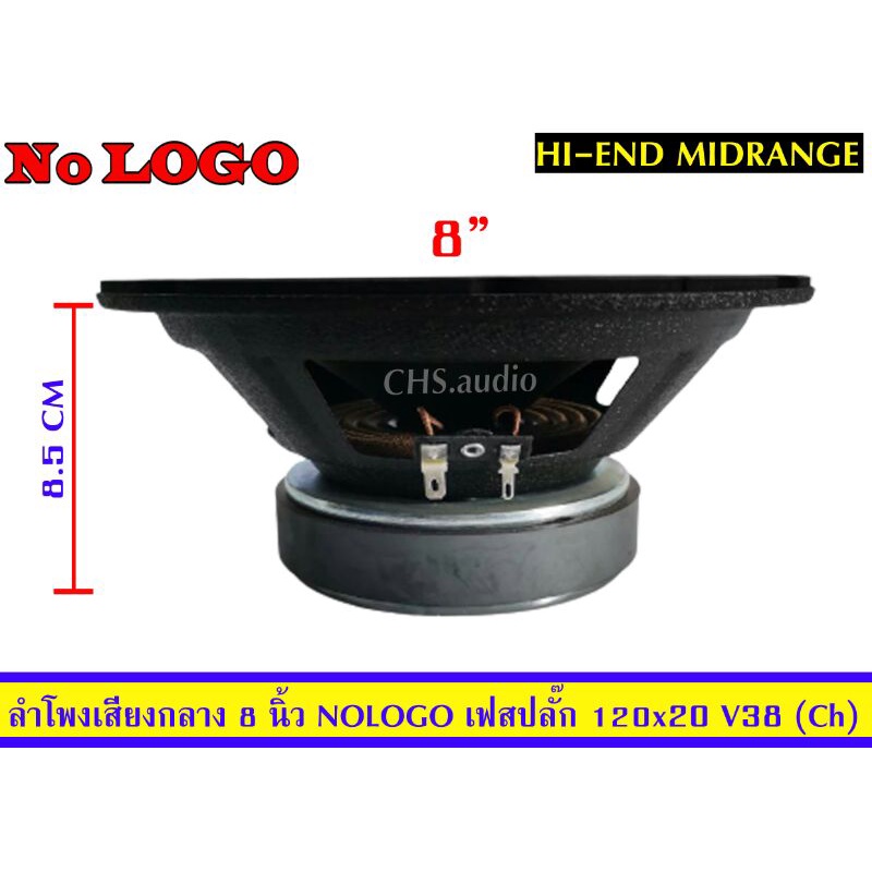ำโพงเสียงกลาง-ขนาด8นิ้ว-ยี่ห้อ-nologo-เฟส-ปลั๊ก-แพ็ค-1ดอก