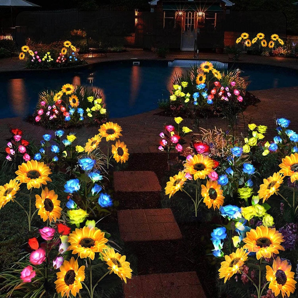 ไฟ-led-พลังงานแสงอาทิตย์-ดอกทานตะวัน-ขนาดใหญ่-ไฟตกแต่งสวน-ดอกไม้ปลอม-ทางเดินในสวน