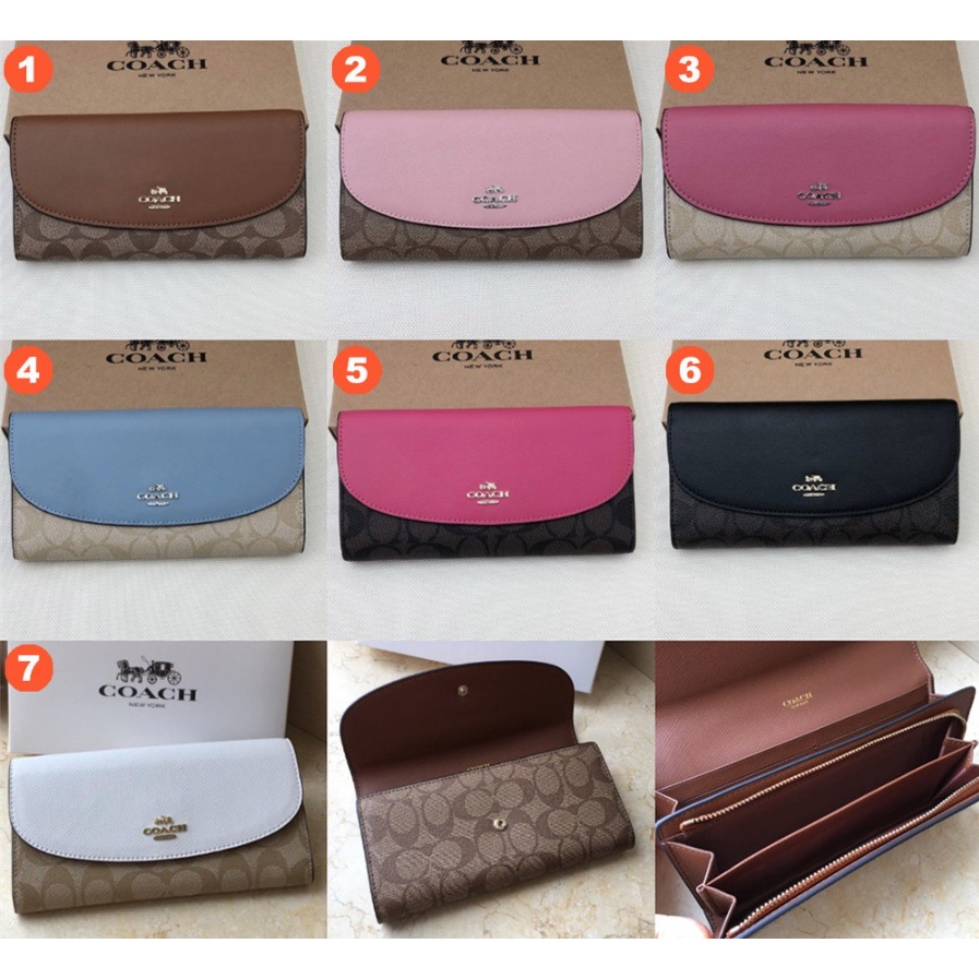 coach-f54022-กระเป๋าสตางค์-slim-envelope-wallet-in-signature-women-long-fold-zip-purse-dompet-panjang-wanita