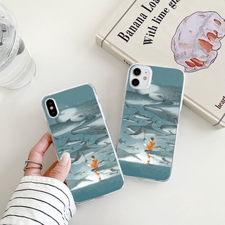 whale เคสไอโฟน 13 pro 8พลัส illustration iPhone 7 8 plus 14 pro max se 2020 case 11 12 13 pro max Xmax Xr Xs เคส นิ่ม