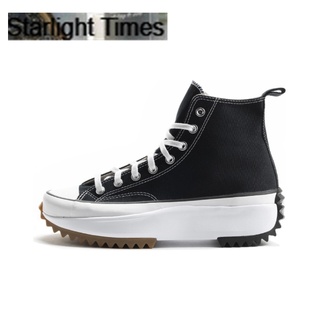 Converse Run Star Hike Heightening Thick Bottom Black and White Stitching