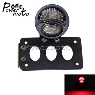 Motorcycle Black Smoke LED Taillight Brake Stop Lamp Side Mount License Plates Bracket For Harley Cafe Racer Chopper Bob