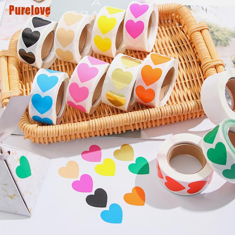 purelove-สติกเกอร์ฉลาก-รูปหัวใจ-500-ชิ้น-ม้วน-สําหรับติดตกแต่งสมุดภาพ