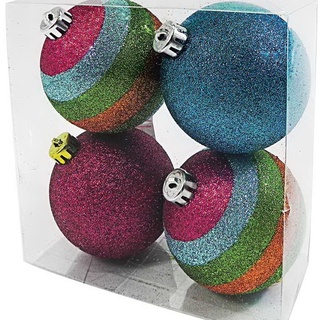 ของประดับ ของตกแต่งเทศกาลคริสต์มาสต์  บอลสีรุ้ง  80  มม. (4 ชิ้น/กล่อง)  065-01