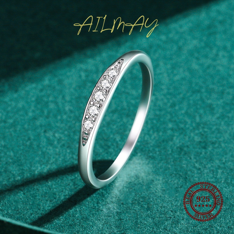 ailmay-แหวนเงิน-925-ประดับเพทายใส-ซ้อนกันได้-เครื่องประดับ-สําหรับผู้หญิง