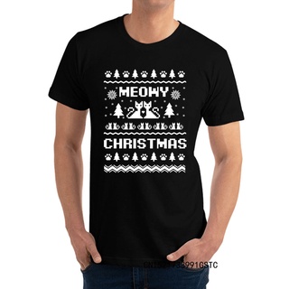 [S-5XL] เสื้อยืดคอกลม แขนสั้น ผ้าฝ้าย พิมพ์ลาย Meowy Christmas คุณภาพสูง เหมาะกับปาร์ตี้คริสต์มาส สําหรับเด็กผู้ชาย
