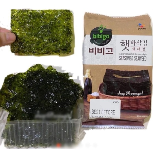 ภาพสินค้าTHA_shop (4 ก. x 12) Bibigo Seaweed บิบิโก สาหร่ายเกาหลีปรุงรส สาหร่ายปรุงรส สาหร่ายอบแห้ง สาหร่ายเกาหลี สาหร่ายย่าง จากร้าน cerbere7 บน Shopee ภาพที่ 2