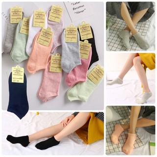 ภาพหน้าปกสินค้าถุงเท้าข้อสั้น สีพาสเทล สีพื้น ญี่ปุ่น ผู้หญิง ฟรีไซส์ unisex ถุงเท้า ที่เกี่ยวข้อง