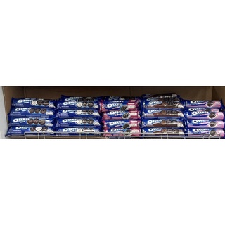 OREO : STRAWBERRY CREAM AND CHOCOLATE CREAM โอรีโอ้ รสครีมสตอเบอรี่ รสครีมช็อกโกแลต  ขนาด 133 กรัม buskuit sandwich