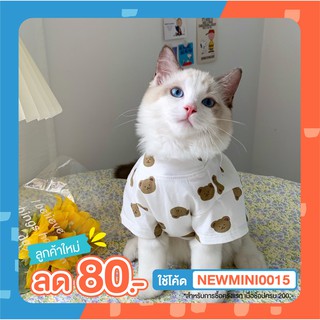 สินค้า [🚚 พร้อมส่ง] เสื้อยืดแมวแขนสั้น ลายหมี  Cat Clothes Bear Pattern T-Shirt เสื้อผ้าแมว ชุดแมว ลายหมี