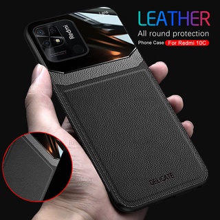 Leather Acrylic Back Cover  For Xiaomi Redmi 10C Case Redmi10C Redme Redmy 10 C C10 6.71" Silicone Frame Shockproof Phone Fundas