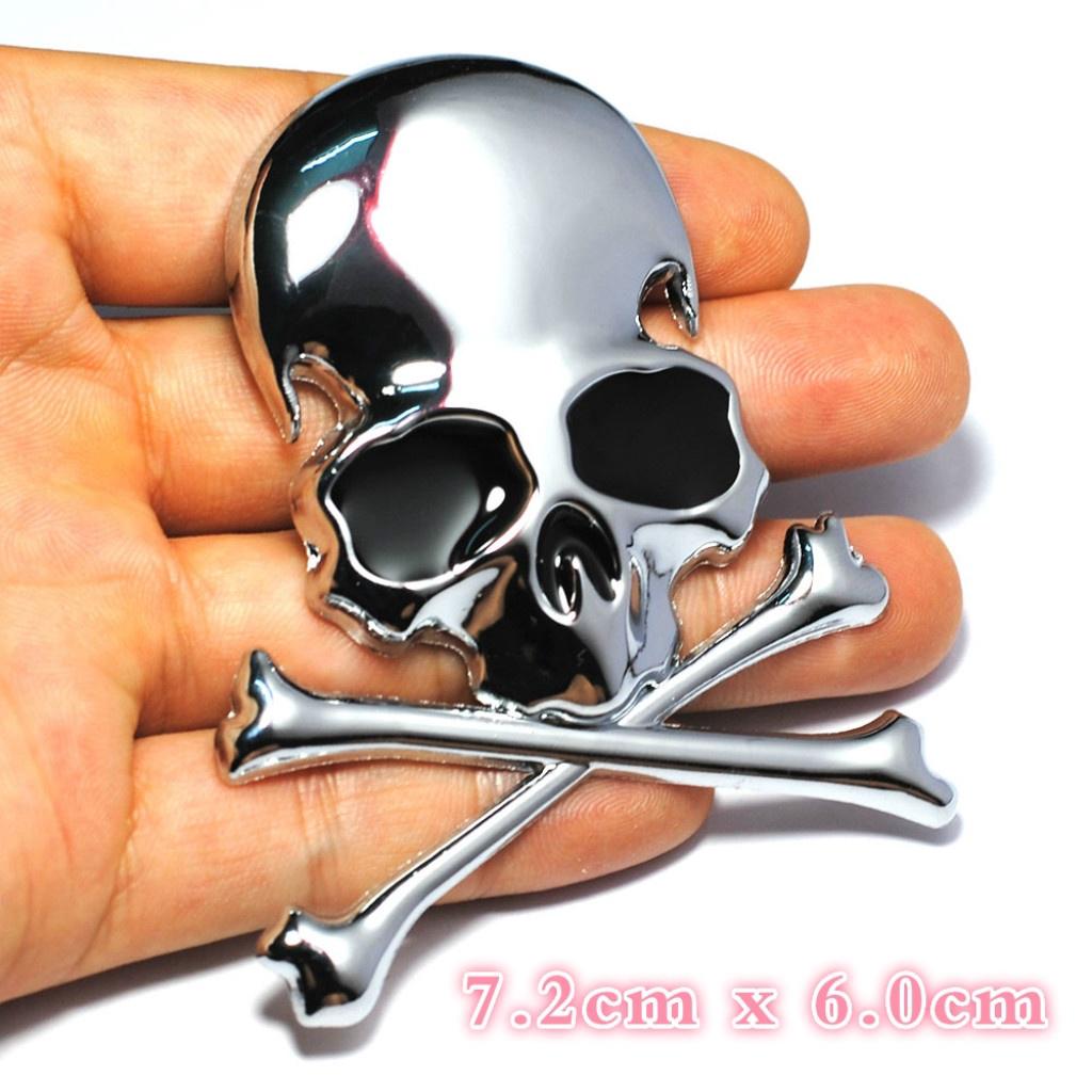 3D Metal Skull Skeleton Crossbones Car Motorcycle Sticker Truck Label Badge