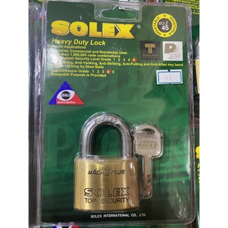 กุญแจทองเหลืองSOLEX45มิลทองมนห่วงสั้นระบบลูกปืน