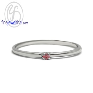 Finejewelthai-แหวนทับทิม-ทับทิม-แหวนมินิมอล-แหวนเงินแท้-พลอยประจำเดือนเกิด-Ruby-Silver-Ring-Birthstone-R1361rb