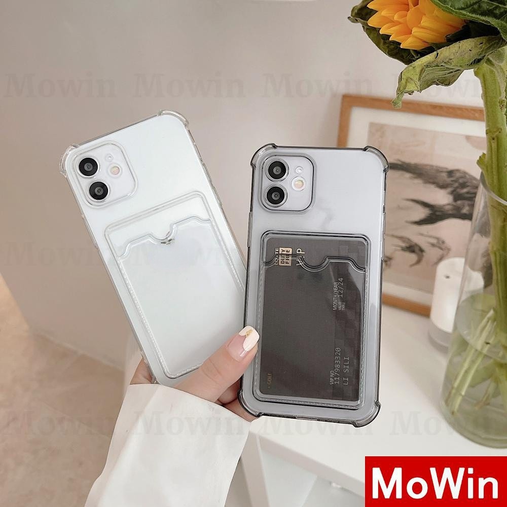 ภาพหน้าปกสินค้าMowin - เคสไอโฟน iPhone 13 Pro Max เข้ากันได้สำหรับ เคส iPhone กล่องใส่การ์ด ซิลิโคนนุ่มเคสใสเคสใส่การ์ดที่เก็บรูปถ่าย เคสโทรศัพท์สีดำสีม่วงสีชมพูสีฟ้าสีเขียวสไตล์เรียบง่ายสำหรับ เข้ากันได้สำหรับ iPhone 13 Pro Max iPhone 12 Pro Max iPhone 11 7 Plus จากร้าน mowin.th บน Shopee