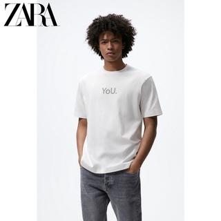 เสื้อยืดผ้าฝ้ายพิมพ์ลาย Zara เสื้อยืดคอกลม แขนสั้น พิมพ์ลายตัวอักษร สําหรับผู้ชาย 6462414 251