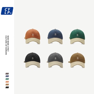 Ins Influencer หมวกเบสบอล ปักลายตัวอักษร B สีกากี สไตล์เกาหลี สําหรับผู้หญิง และผู้ชาย