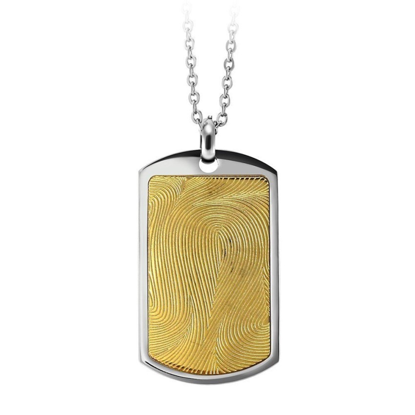 555jewelry-stainless-steel-316l-pendant-with-chain-necklace-จี้-สำหรับผู้ชายดีไซน์เท่รูปรอยนิ้วมือ-yellow-gold