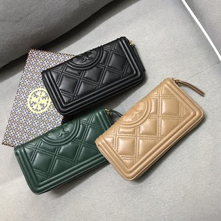 Tory burch female zipper chevron quilted longwallet purse coin pouch multislots card holder