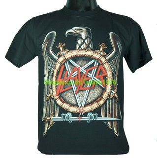 เสื้อยืดผ้าฝ้ายพรีเมี่ยมเสื้อวง Slayer เสื้อยืดแฟชั่นวงดนตรี เสื้อวินเทจ สเลเยอร์ SLR1125