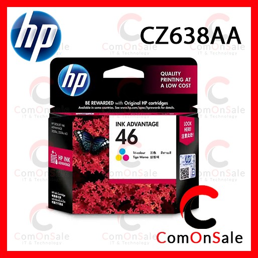ตลับหมึกแท้ HP 46 ดำ + HP 46 สี- CZ637AA / CZ638AA หมึกดำ+สี | Shopee ...