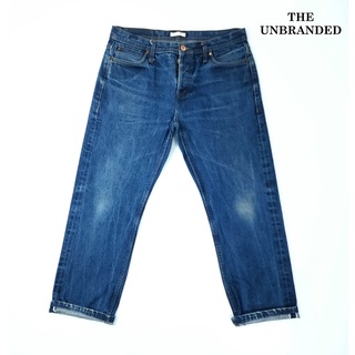 ยีนส์ริมแดง Selvedge Unbranded เอว 35 ผ้าด้าน เนื้อทราย จะเข็บขึ้นราง ขากระบอกตรง