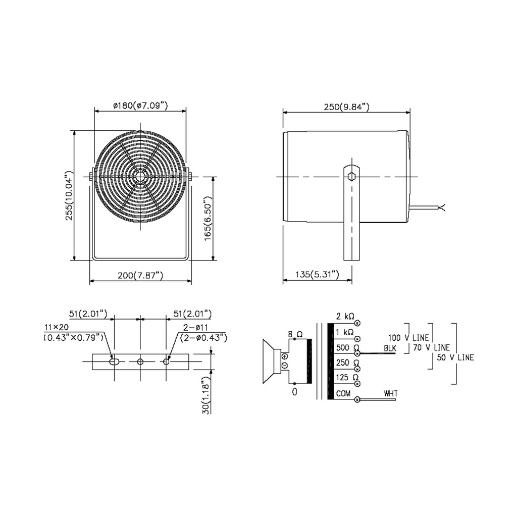 toa-pj-200w-ลำโพงฮอร์นทรงกระบอกขนาด-20-วัตต์-projection-speaker