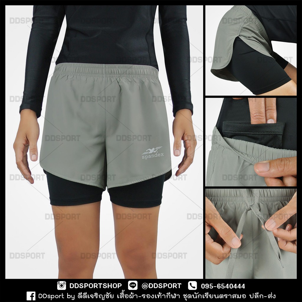 spandex-fp004-กางเกงวิ่ง-หญิง-ขาสั้นมีซับด้านใน