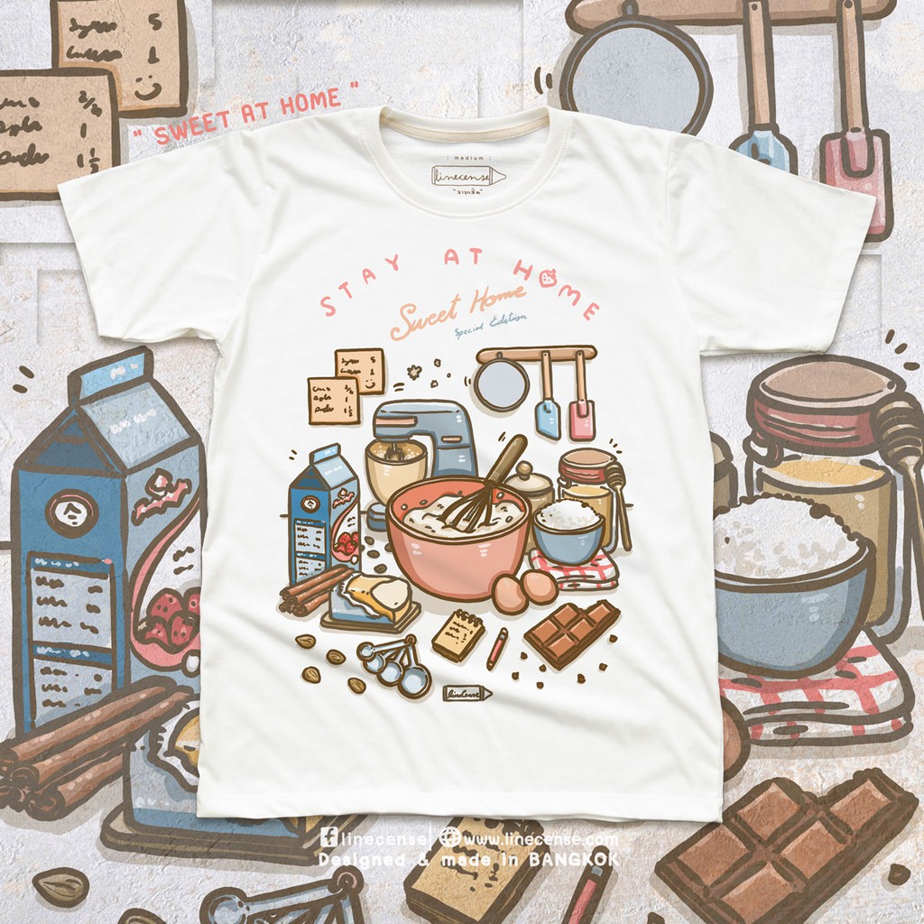 hot-sale-stay-at-home-sweet-home-t-shirt-เสื้อยืด-ลายทำขนม-เบเกอรี่