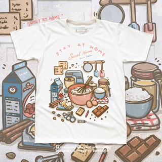 【hot sale】Stay at home " SWEET HOME " T-shirt เสื้อยืด ลายทำขนม เบเกอรี่