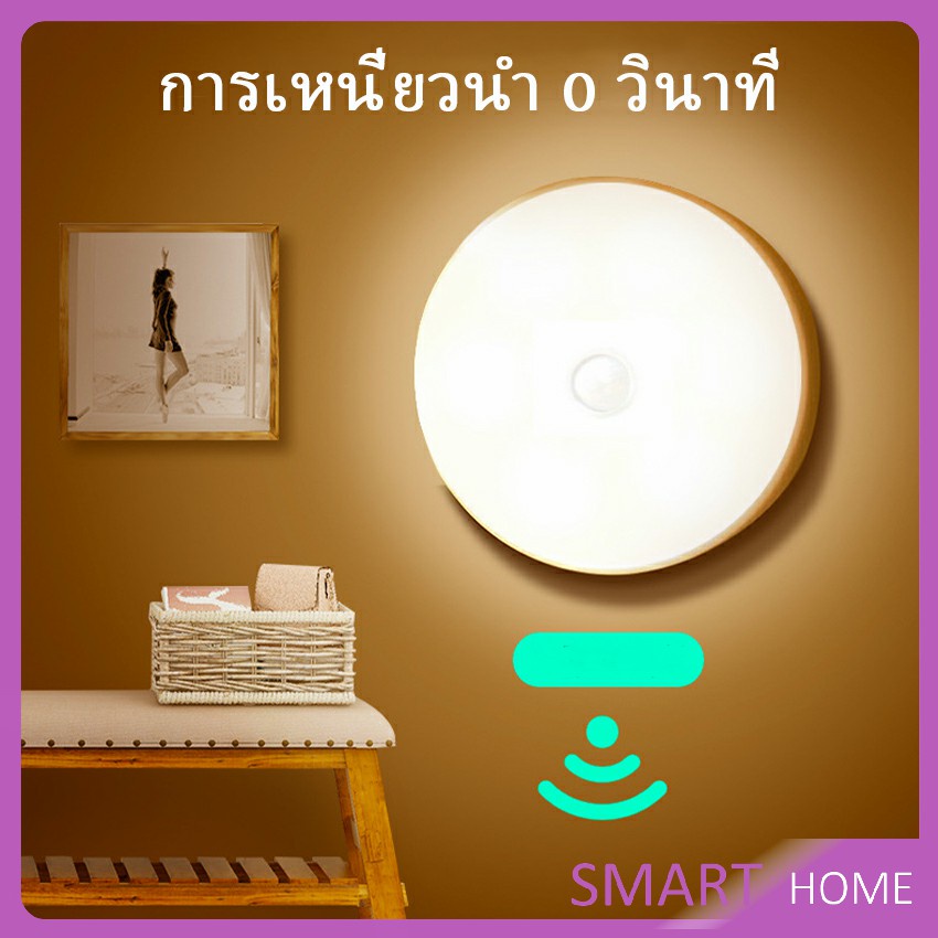 ภาพหน้าปกสินค้าโคมไฟอัตโนมัติในบ้าน LED ไฟติดห้องนอน ไฟเซ็นเซอร์ สินค้าพร้อมส่ง LED induction light จากร้าน smarthomecenter บน Shopee