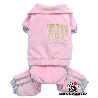 Pet cloths -Doggydolly  เสื้อผ้าแฟชั่น สัตว์เลี้ยง ชุดหมาแมว กางเกงสี่ขา กันหนาว VIP ผ้ากำมะหยี่  Winter ไซส์1-9โลDRF014