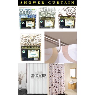 Shower Curtain ผ้าม่านห้องน้ำแบบแขวน เนื้อผ้ากันน้ำ กันน้ำกระเด็น ราคา 99 บาท