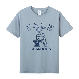 เสื้อยืดสีขาว✐✓♕Ncaa American Yale University นักเรียน Bully นักเรียนรอบพิมพ์ผ้าฝ้ายรอบคอสั้นเสื้อยืดผู้ชายและผู้หญิง BF