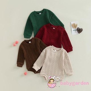 Babygarden- เสื้อกันหนาว รอมเปอร์ คอกลม แขนยาว ผ้าถัก สีพื้น ฤดูใบไม้ร่วง ฤดูหนาว สําหรับเด็ก