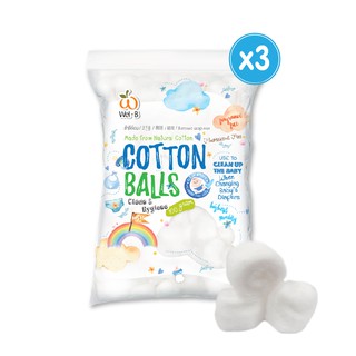 สินค้า [ใส่โค้ด UHWGC57J ลด 10%] Wel-B Cotton Balls 100g (เวลบี สำลีก้อน ขนาด 100 กรัม) (แพ็ค 3ซอง) - สำลี สำหรับเด็ก ทารก สำลี