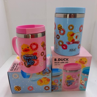 แก้วน้ำ มีฝาปิดเปิด ใส่น้ำร้อนและน้ำเย็น B.DUCK แท้