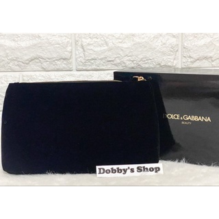 กระเป๋าเครื่องสำอาง Dolce &amp; Gabbana สีดำผ้ากำมะหยี่ (มีกล่อง )