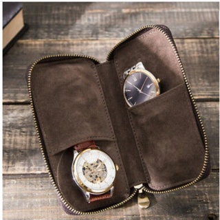 พร้อมส่ง กระเป๋านาฬิกาหนังแท้สุดหรู Genuine Leather Watch Pouch Bag Portable Watches Zipper Case Luxury Storage Box