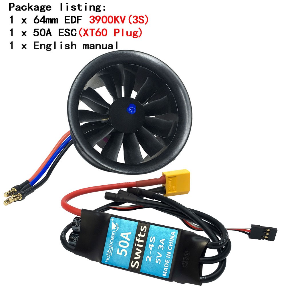 Hobbyocean พัดลมระบายความร้อน EDF 50A 40A ESC ขนาด 50 มม. 64 มม. 70 มม. ...