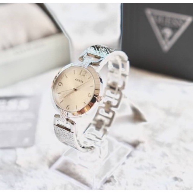 ผ่อน0-นาฬิกา-guess-womens-japanese-quartz-watch-with-stainless-steel-strap-silver-u1228l1-ขนาดปัด35mm-สีเงิน