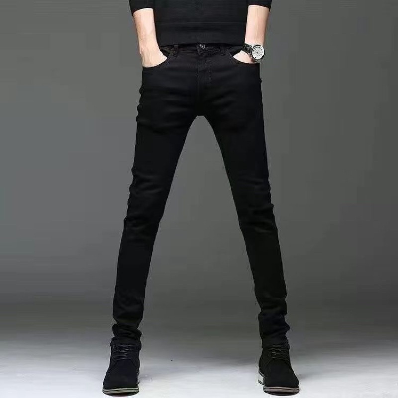 กางเกงยีนส์-กางเกงสีดำสำหรับผู้ชาย-กางเกงขายาวแบสบายๆ